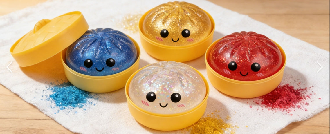 Mystery Glitter Dumplings Squishy with Steamer - Randomly selected