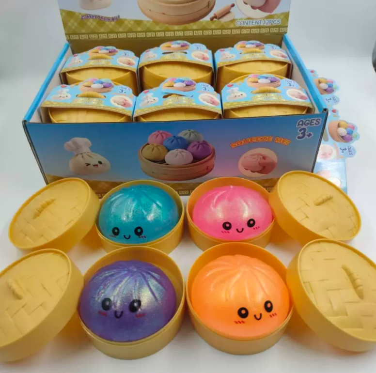 Mystery Glitter Dumplings Squishy with Steamer - Randomly selected