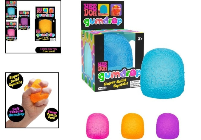 Gumdrop Stress Relief Toy Sensory Fidget Textured Gum Drop Solid Squish Gel
